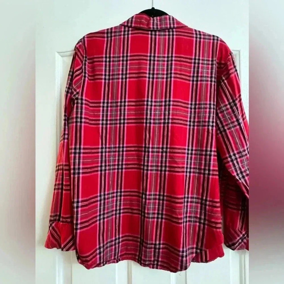 Victoria’s Secret Y2K Plaid Gold Shimmer Button Down Sleep Top Small Holiday - Picture 9 of 13